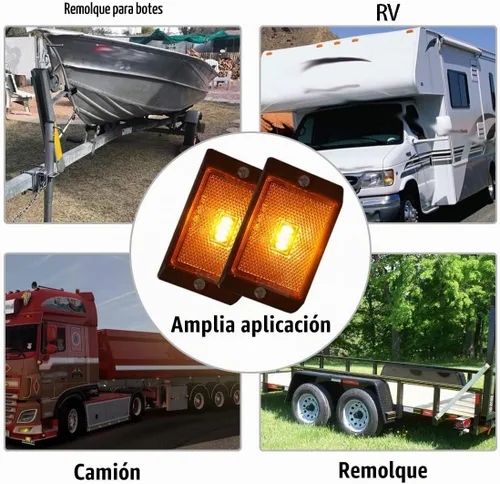 Vista 7 de CZC AUTO Luces LED de color ámbar laterales selladas, sumergibles, reflectores de holgura, luces impermeables para remolque de 12 V, para barco