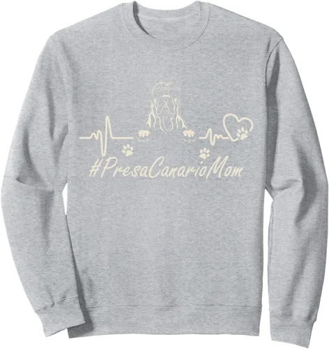Vista 3 de Presa Canario Mom Heartbeat With Dog Cool For Mothers Day Sweatshirt