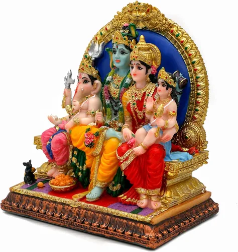 Vista 7 de alikiki Estatua familiar de Dios Shiva hindú – 6.9 pulgadas de alto Murti Shiva Familia Diwali regalo Pooja Artículo Puja Regalos para amigos