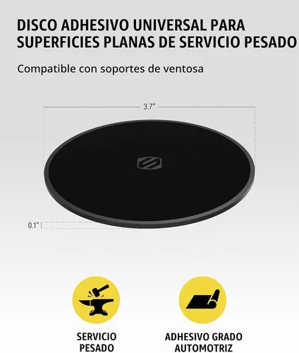 Vista 2 de Scosche DMDHD-BPO - Disco de montaje universal para tablero de instrumentos adhesivo resistente para soporte de teléfono con ventosa, cámara