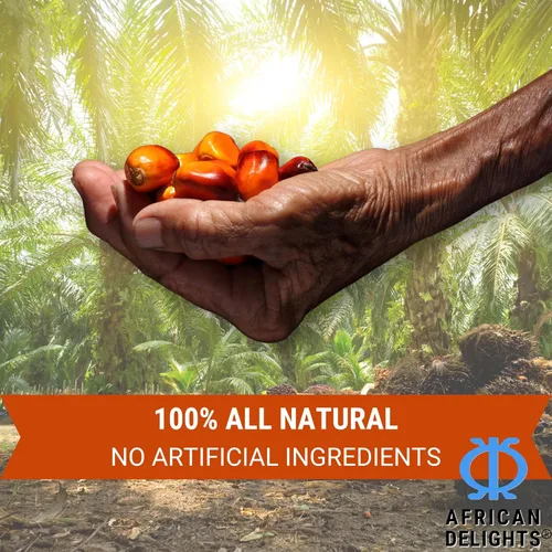 Vista 4 de African Delights Aceite de palma roja – 100% natural y puro Auténtico aceite de fruta de palma sin refinar Alto punto de humo para cocinar