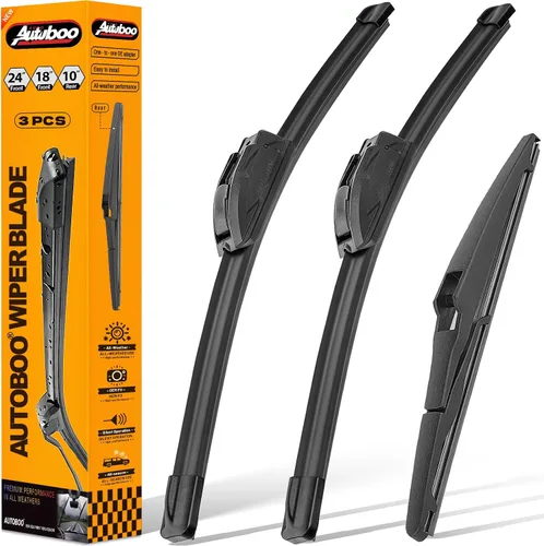 Vista 47 de AUTOBOO Limpiaparabrisas de 15 + 15 pulgadas con limpiaparabrisas trasero de 13 pulgadas de repuesto para Jeep Wrangler JK 2008-2018, Jeep Wrangler