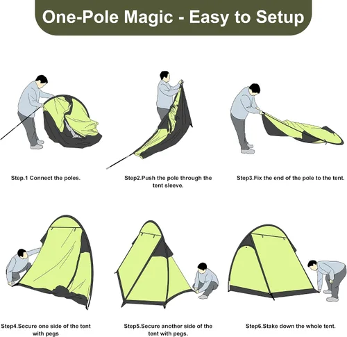 Vista 8 de Revolucionaria tienda ultraligera de un solo polo para 4 personas: ventilación de doble puerta, diseño espacioso y solución económica para acampar