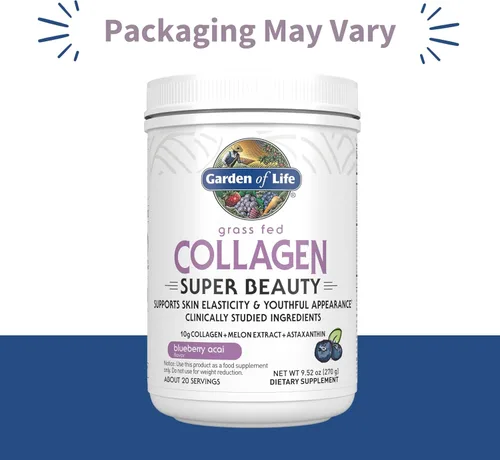 Vista 2 de Garden of Life - Grass Fed Collagen Beauty - Polvo de colágeno para mujeres y hombres, sabor granada y arándano, 20 porciones, para las uñas, piel