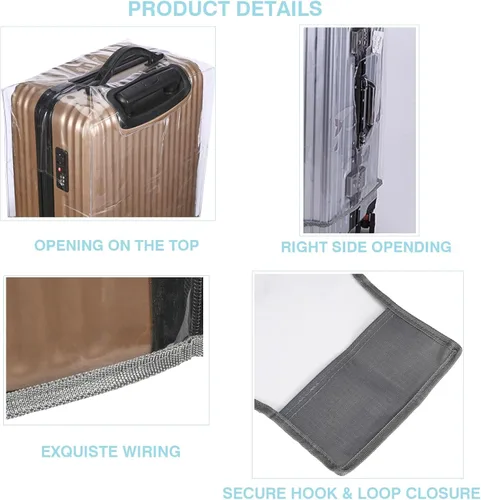 Vista 4 de Protector de funda de maleta de PVC transparente para maleta, protector de equipaje totalmente transparente, funda impermeable para maleta