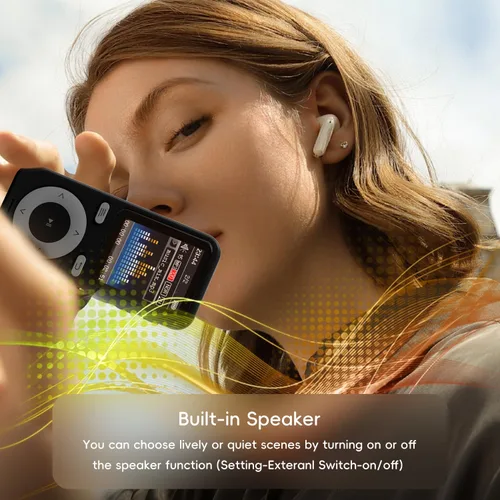 Vista 6 de Reproductor MP3 de 64GB con Bluetooth, Reproductor MP3 Portátil HiFi de Sonido Sin Pérdidas con Bluetooth con Altavoz, Grabadora de Voz