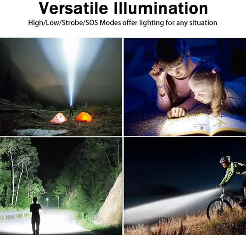 Vista 7 de Hoxida Linterna táctica LED, linterna LED recargable súper brillante de 2000 lúmenes altos, linterna LED de bolsillo con clip, IPX6 impermeable