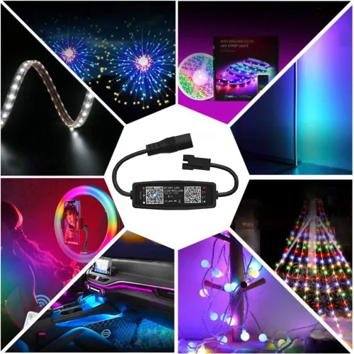 Vista 3 de WS2811 WS2812B controlador LED Bluetooth música con micrófono para SK6812 WS2812 Pixel LED tira de luz APP 28Keys remoto DC5-24V