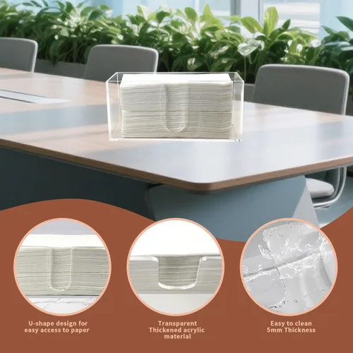 Vista 6 de Toallero de papel acrílico, dispensador de servilletas de plegado en Z de 0.197 in de grosor, transparente y plegable, organizador de baño y cocina