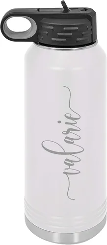 Vista 8 de Madi Kay Designs Botella de agua personalizada grabada con láser, acero inoxidable 18/8 aislado, doble pared, cobre aislado al vacío, elige entre 12