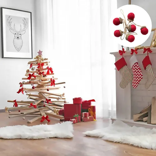 Vista 3 de ARTIBETTER 6 adornos de bellota de fieltro de Navidad, decoraciones de árbol de Navidad, confeti