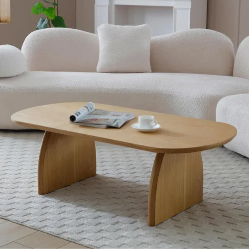 Vista 17 de KEVINSPACE W39.37 Mesa de centro ovalada para sala de estar Casa Moderna Mesa de café con diseño Patas de mesa de centro de madera Mesa de té 39.37