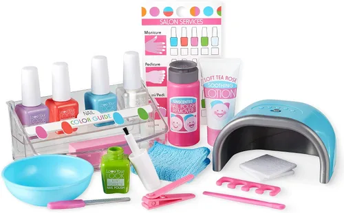 Vista 4 de Melissa & Doug Wooden Beauty Salon Play Set With Accessories (18 pcs) - Pretend Hair Salon, Toddler Makeup Vanity, Fashion Role For Kids Ages 3+
