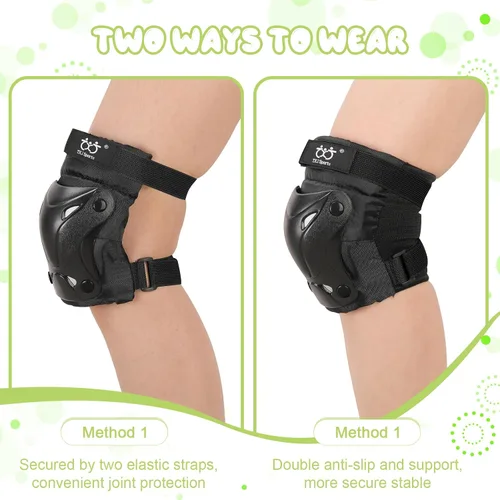 Vista 5 de TXJ Sports Rodilleras para niños y jóvenes, coderas con protectores de muñeca, juego de 6 unidades para niños de 3 a 14 años, monopatín, deportes