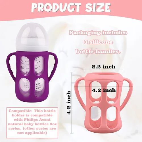 Vista 4 de Paquete de 3 asas de biberón para biberones Philips Avent PP Material Biberones 9oz Manijas de silicona para botellas, soporte para biberones