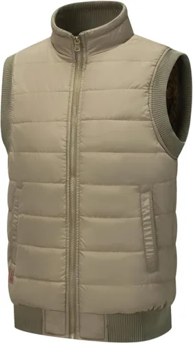 Vista 31 de Msmsse Chalecos de invierno para hombre, con forro polar, acolchado, casual, sin mangas