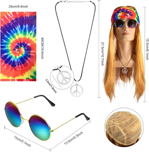 Vista 3 de SATINIOR Disfraz hippie de los años 60 y 70 para hombre, con flecos, tela de gamuza, chaleco hippie para Halloween, carnaval, Mardi Gras, fiesta