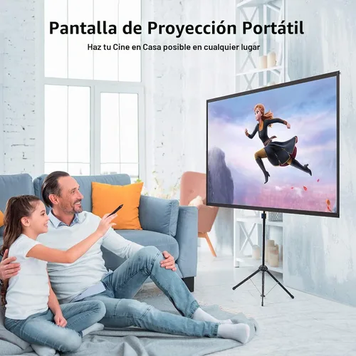 Vista 8 de Pantalla de proyector con soporte, pantalla de proyector portátil y soporte, 60 pulgadas 16:9, pantalla de proyección al aire libre, marco