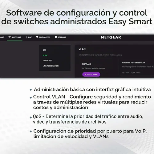 Vista 3 de NETGEAR Switch PoE Gigabit Ethernet Easy Smart Managed Essentials de 5 puertos (GS305EP) - con 4 x PoE+ @ 63W, para montaje en escritorio o en pared