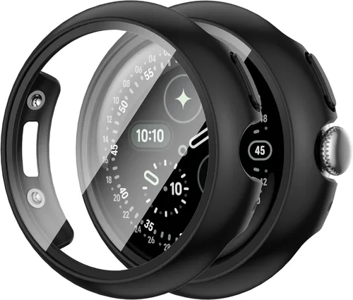 Vista 9 de JZK Paquete de 2 fundas protectoras de pantalla para Google Pixel Watch 2 (2023) / Pixel Watch, carcasa protectora general resistente a los arañazos