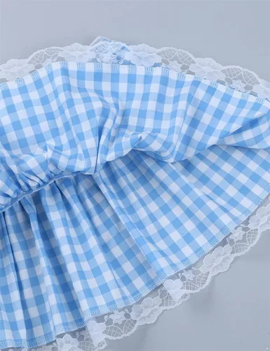 Vista 5 de Falda plisada de encaje con volantes unisex para mujer, minifalda acampanada para travestismo para hombres
