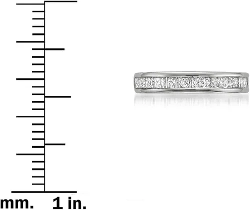 Vista 4 de Anillo de boda de diamante de talla princesa platino (1 cttw, G-H, VS2), Platino, Diamante blanco