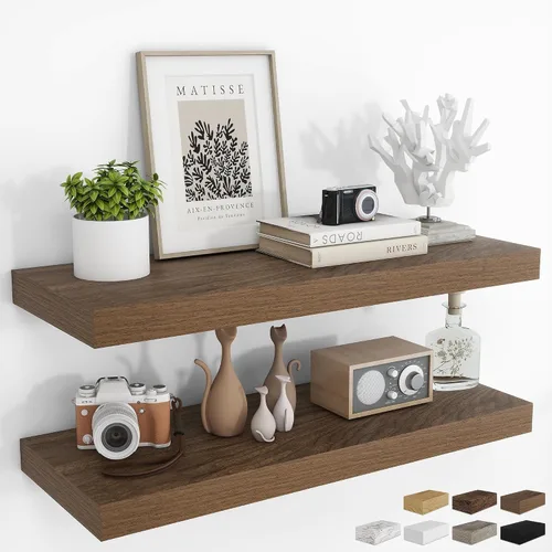 Vista 87 de RICHFOCUS Estantes flotantes de 8 pulgadas para estantes cuadrados de pared para dormitorio, cocina, baño, estante flotante de madera rústica