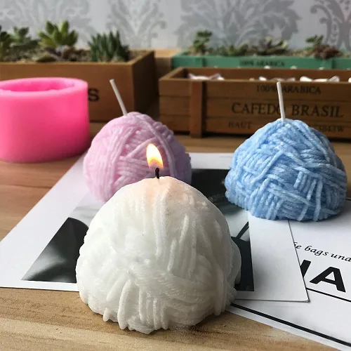 Vista 7 de Molde de vela de lana para tejer, molde de silicona MoldFun Hemisphere Yarn Ball para jabón, bomba de baño, yeso, cera