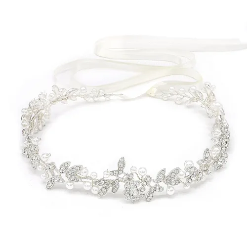 Vista 6 de Diademas nupciales de perlas de cristal, vides, estilo bohemio, tocados de boda para novia, accesorios para el cabello