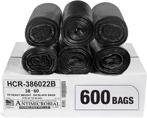 Vista 34 de Aluf Plastics Bolsas de basura de alta densidad, 10 galones, 4000 unidades, 6 micras (eq), 24 x 24 pulgadas, negras, para baño, oficina, industrial