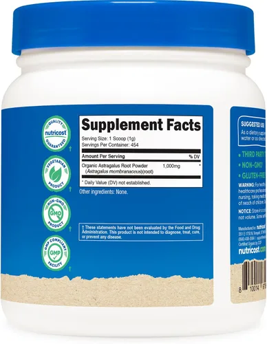 Vista 5 de Nutricost Polvo de raíz de astrágalo orgánico, 1 libra, vegetariano, sin gluten Sin OGM
