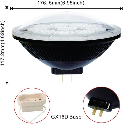 Vista 3 de KAPATA Bombilla LED regulable Par56 de 500 W de repuesto NSP de 24 grados, haz LED de 36 W, color blanco suave, 3000 K, base GX16D AC110-130 V