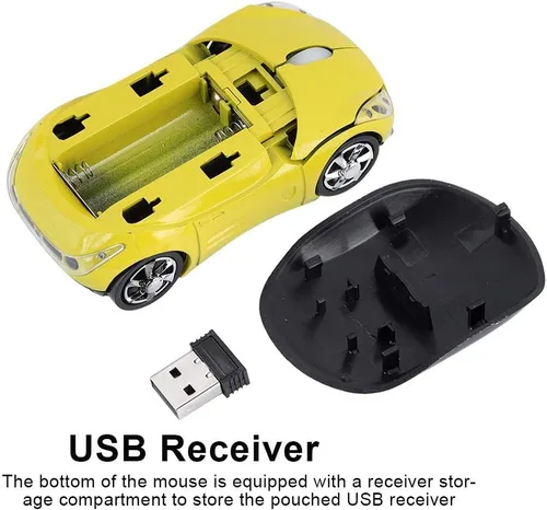 Vista 5 de ASHATA Ratón inalámbrico de 2.4 G para automóvil con receptor USB, linda computadora óptica de 1600 DPI para PC, portátil, tableta, compatible