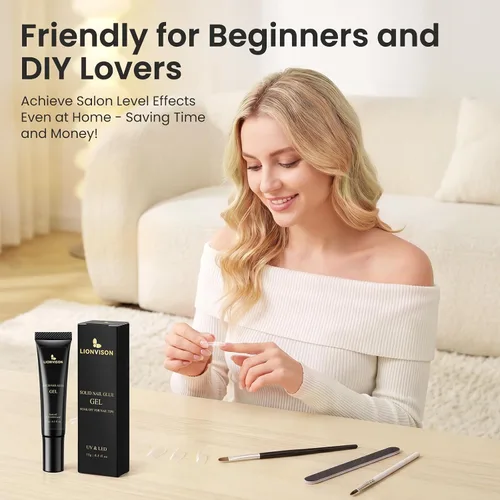 Vista 6 de LIONVISON Gel de pegamento de diamantes de imitación: fuerte adhesivo de curado UV para puntas de uñas a presión y diamantes de imitación, más de 28
