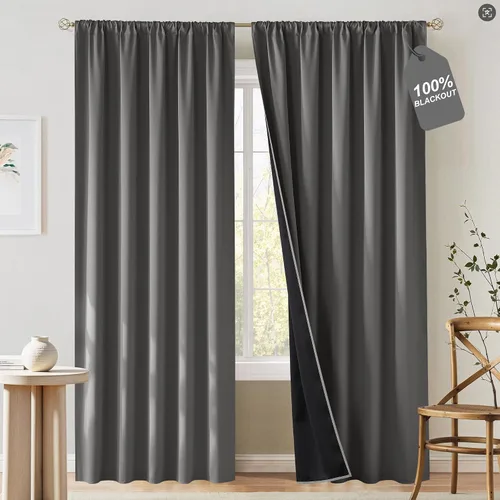 Vista 48 de NICETOWN Biscotti - Cortinas de cocina beige de 36 pulgadas de largo, bolsillo para barra, 100% opacas, casuales y relajantes, tratamientos