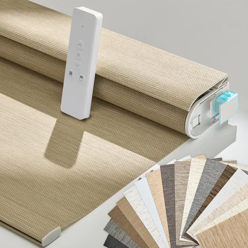 Vista 24 de Persianas motorizadas inteligentes Persilux con control remoto, sin necesidad de perforación, persianas enrollables automáticas para ventanas