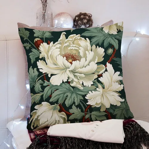 Vista 8 de Funda de almohada Honshu in Robins Egg Chinoiserie Floral Fundas de almohada blancas y verdes asiáticas, fundas de cojín modernas, decorativas