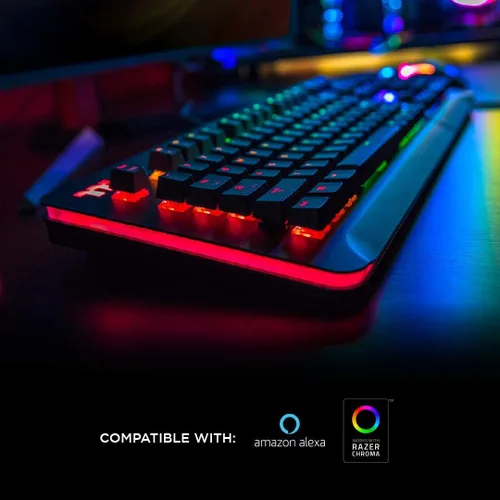 Vista 5 de Thermaltake Teclado para juegos de aluminio titanio RGB Nivel 20 Cherry MX Interruptores plateados, 16.8M Color RGB, 32 opciones de zona