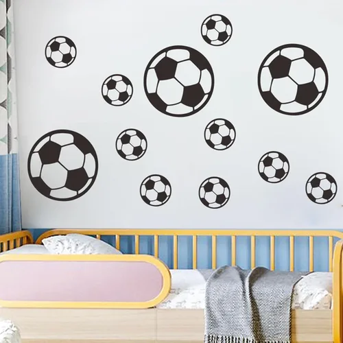 Vista 4 de 44 calcomanías de fútbol, fáciles de despegar y pegar, calcomanías de fútbol de pared para decoración de pared de fútbol para dormitorio de niños