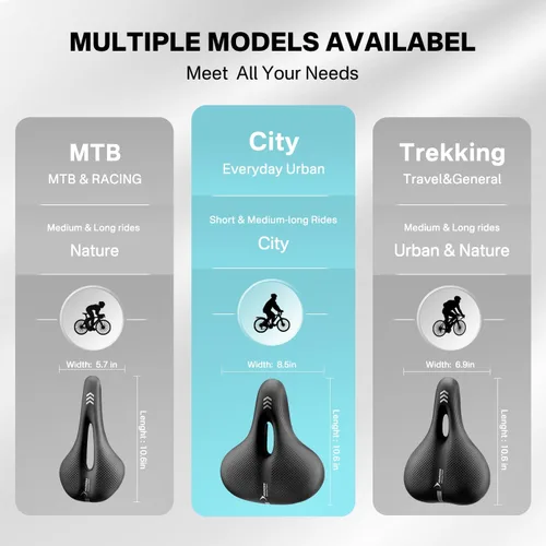 Vista 2 de YOUNGDO Waterproof Bike Saddle with Memory Foam, Comfort Bicycle Saddle Seat Cushion Universal Fit, Shock Absorbing fit Peloton Bike Mountain Bike