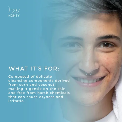 Vista 2 de Hey Honey Skincare Be Clear - Rutina de acné Lavado facial de limpieza activo diario Jóvenes y adultos jóvenes, propenso a manchas propóleo