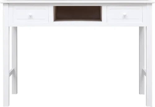 Vista 4 de Tidyard Escritorio con 2 cajones de almacenamiento y compartimento abierto, mesa de estudio de madera, mesa de consola de escritorio de computadora