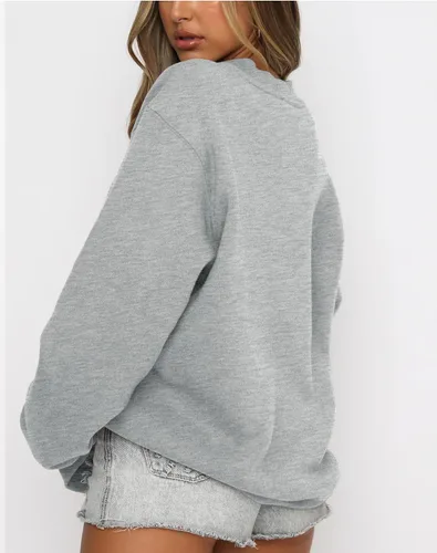 Vista 3 de Fanway&EC Sudadera de manga larga para mujer, casual, cuello redondo, sudadera con capucha de gran tamaño, para otoño