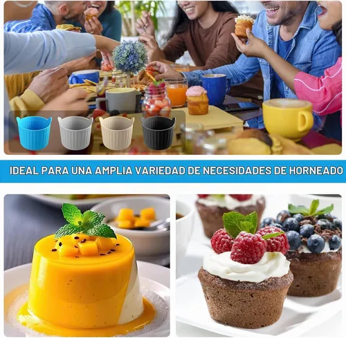 Vista 2 de Tazas de silicona para hornear, moldes antiadherentes para magdalenas y tartas