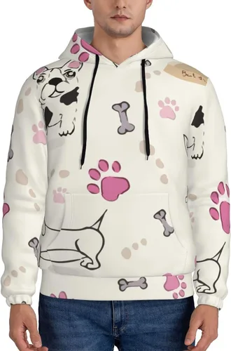 Vista 3 de Sudadera con capucha para hombre, diseño de pata de perro, bulldog y perro salchicha