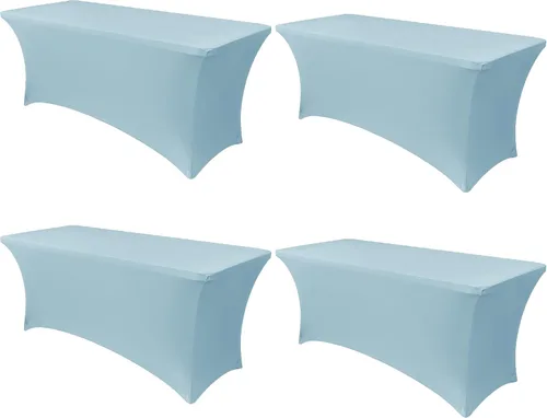 Vista 93 de Obstal Funda de mesa de elastano elástica de 4 pies para mesas plegables estándar, paquete de 2 manteles rectangulares universales ajustables