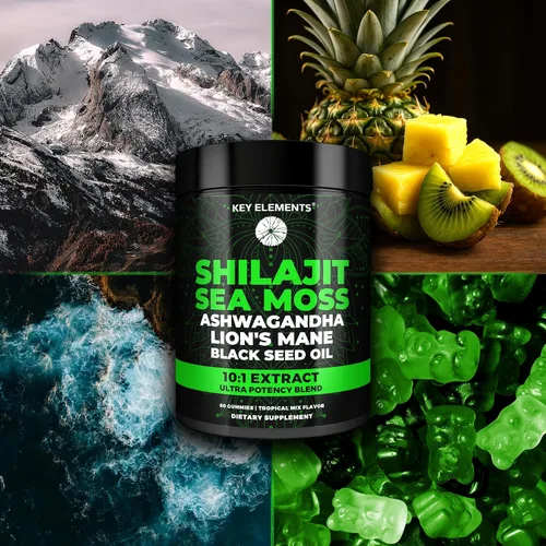 Vista 9 de Gomitas Shilajit orgánicas con gomitas de musgo marino - Suplemento Shilajit para apoyo inmunológico - Shilajit puro del Himalaya y Ashwagandha