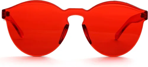 Vista 5 de Lentes de sol redondos transparentes de una pieza sin montura para mujeres y hombres
