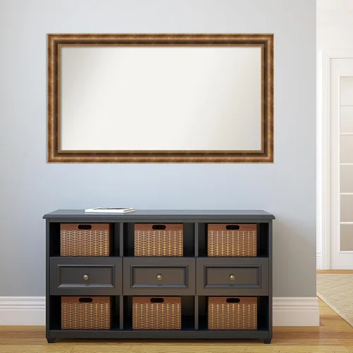 Vista 304 de Amanti Art Espejo de pared personalizado no biselado (25 x 25 pulgadas), marco de bronce acentuado, varios tamaños personalizados, espejo de baño