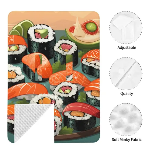 Vista 7 de Baby Car Seat Canopy Cover for Mom, Soft Breathable Nursing Breastfeeding Covers Multi Use Stroller Sun Shade Newborn Shower Gift，Sushi